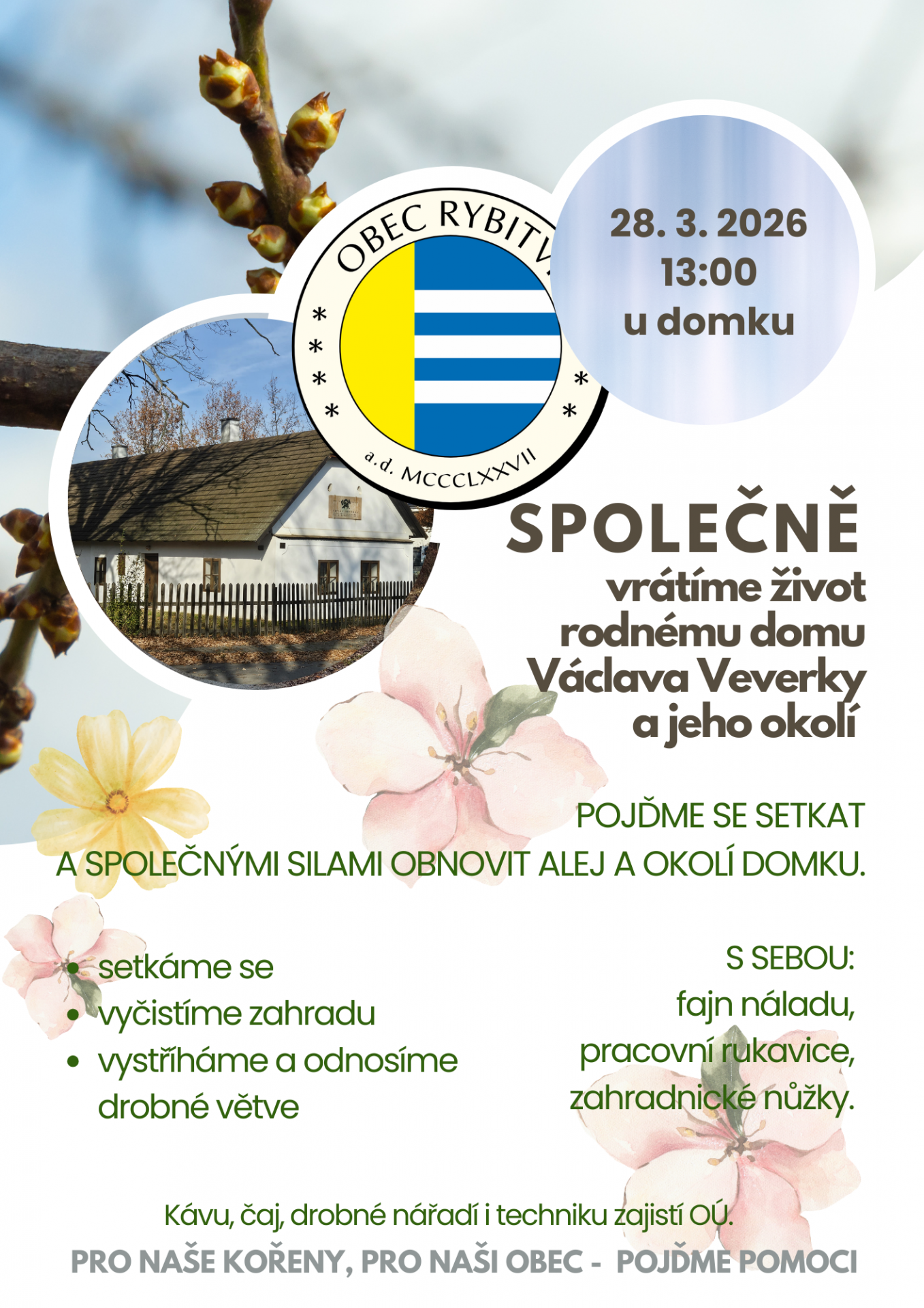 Úklid zahrady kolem rodného domku V. Veverky 28. 3. 2026