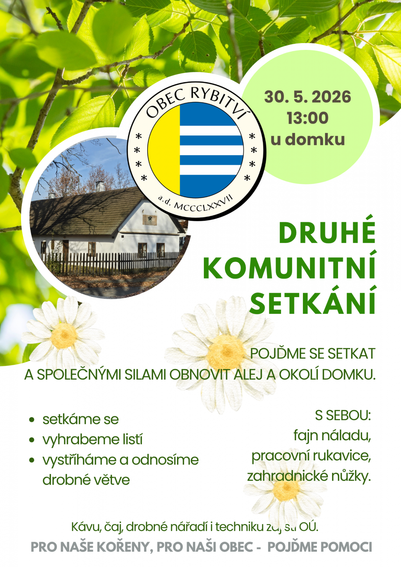 Druhé komunitní setkání při úklidu zahrady kolem rodného domku V. Veverky 30. 5. 2026