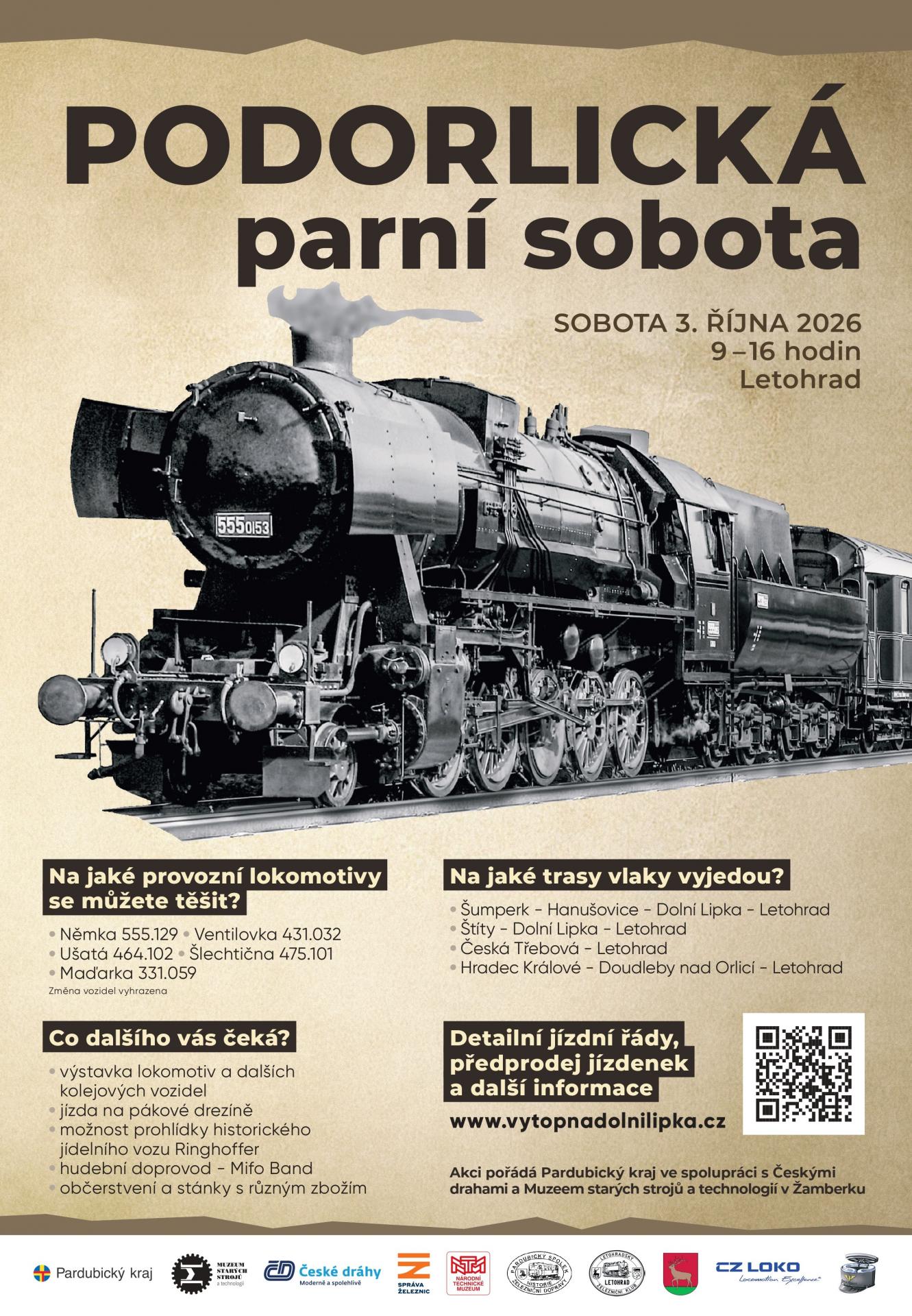Podorlická parní sobota 3. října 2026